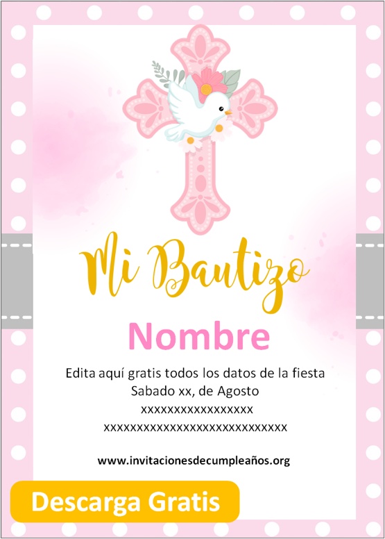 Invitaciones De Bautizo Niña cumpleaños